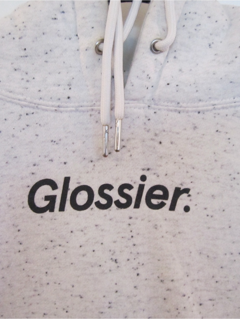 Glossier Speckled Cream Crewneck with Black Logo